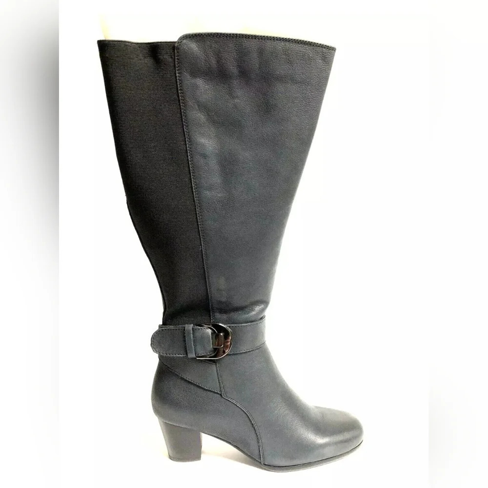 David Tate Women's Bonita Tall black leather Moto Bikercore boots 11M